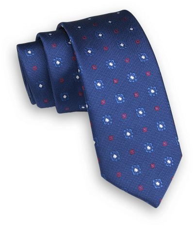 Niebieski Krawat -Angelo di Monti- 6 cm, Męski, Wzór Geometryczny