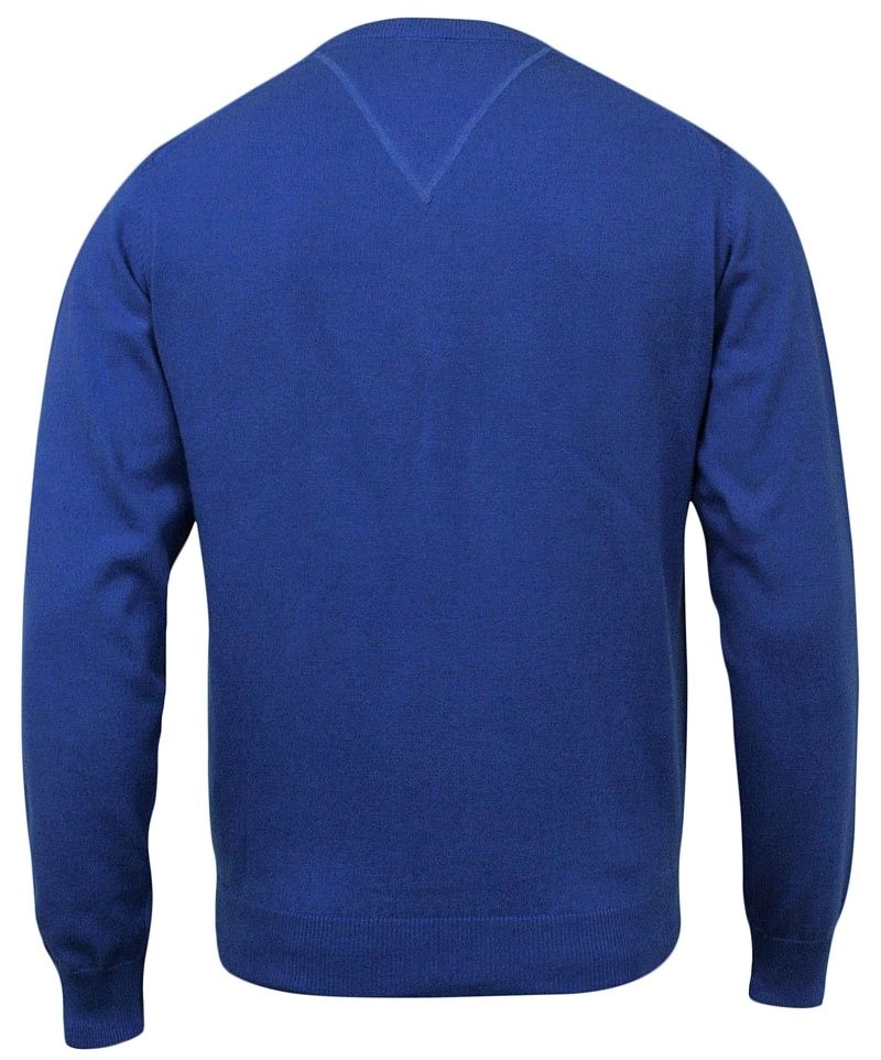 Sweter w Serek, Niebieski, Męski (V-neck) - Klasyczny, Chabrowy