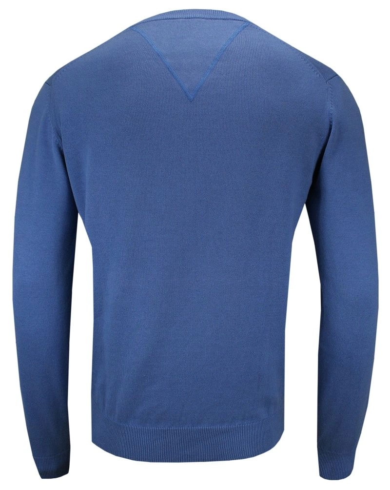 Sweter Niebieski w Serek (V-neck) -Adriano Guinari- Klasyczny, Męski, Błękitny