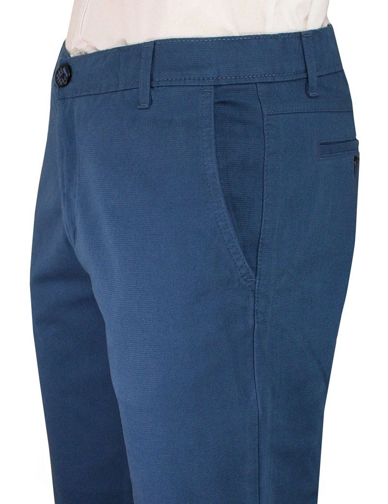 Niebieskie Casualowe Męskie Spodnie -VERRS- Zwężane, Chinosy, Bawełniane z Lycrą, Granatowe