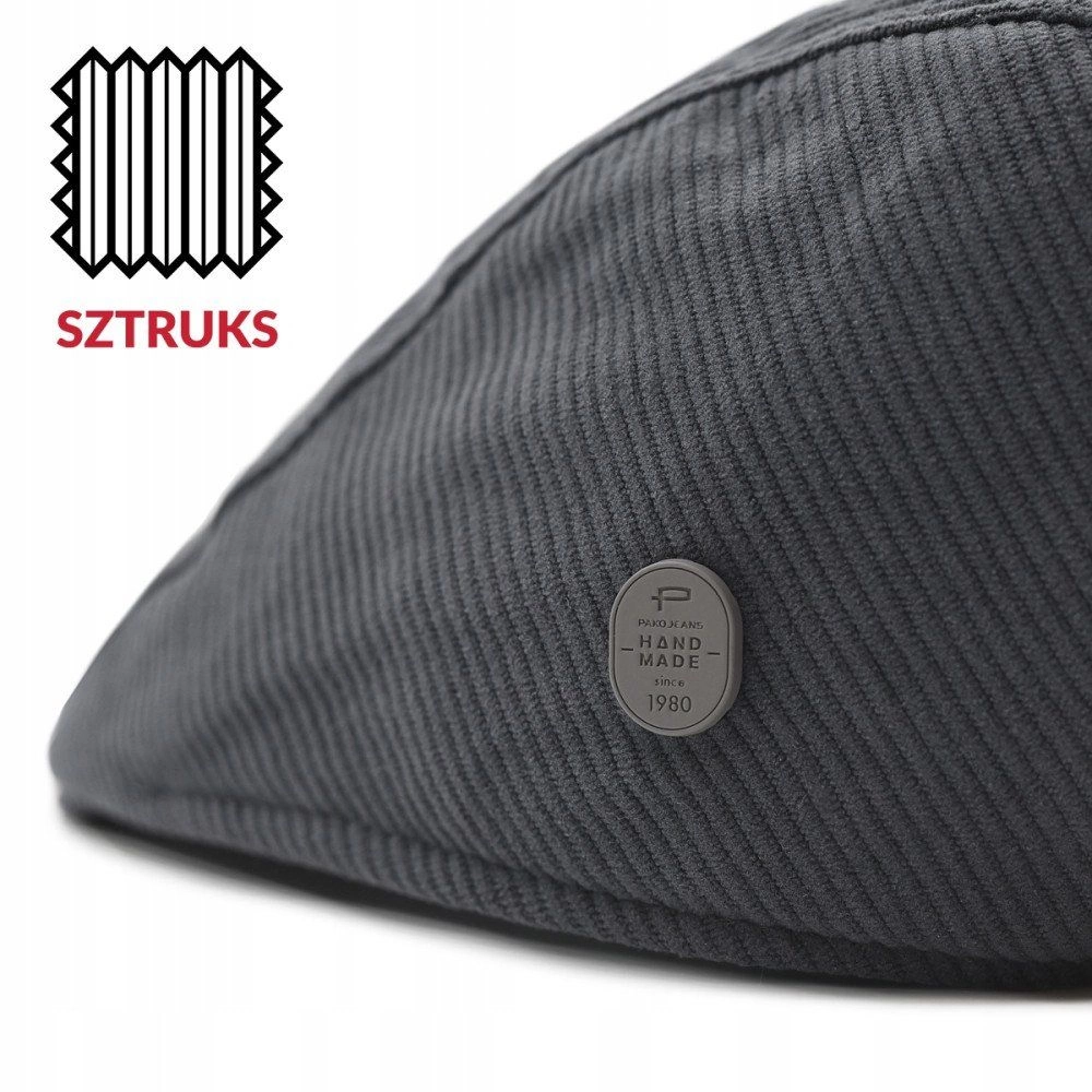 Ocieplany, Sztruksowy Kaszkiet - Pako Jeans - Popielaty