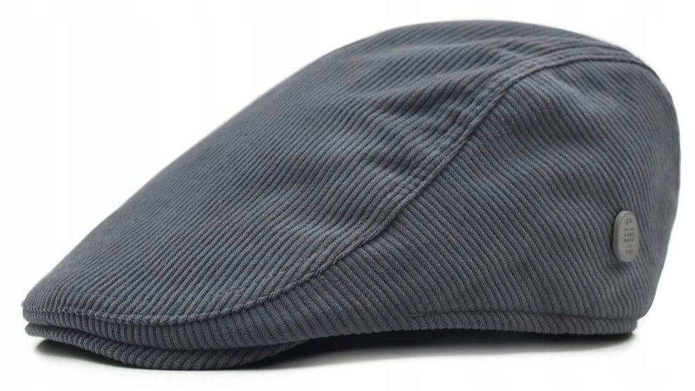 Ocieplany, Sztruksowy Kaszkiet - Pako Jeans - Popielaty