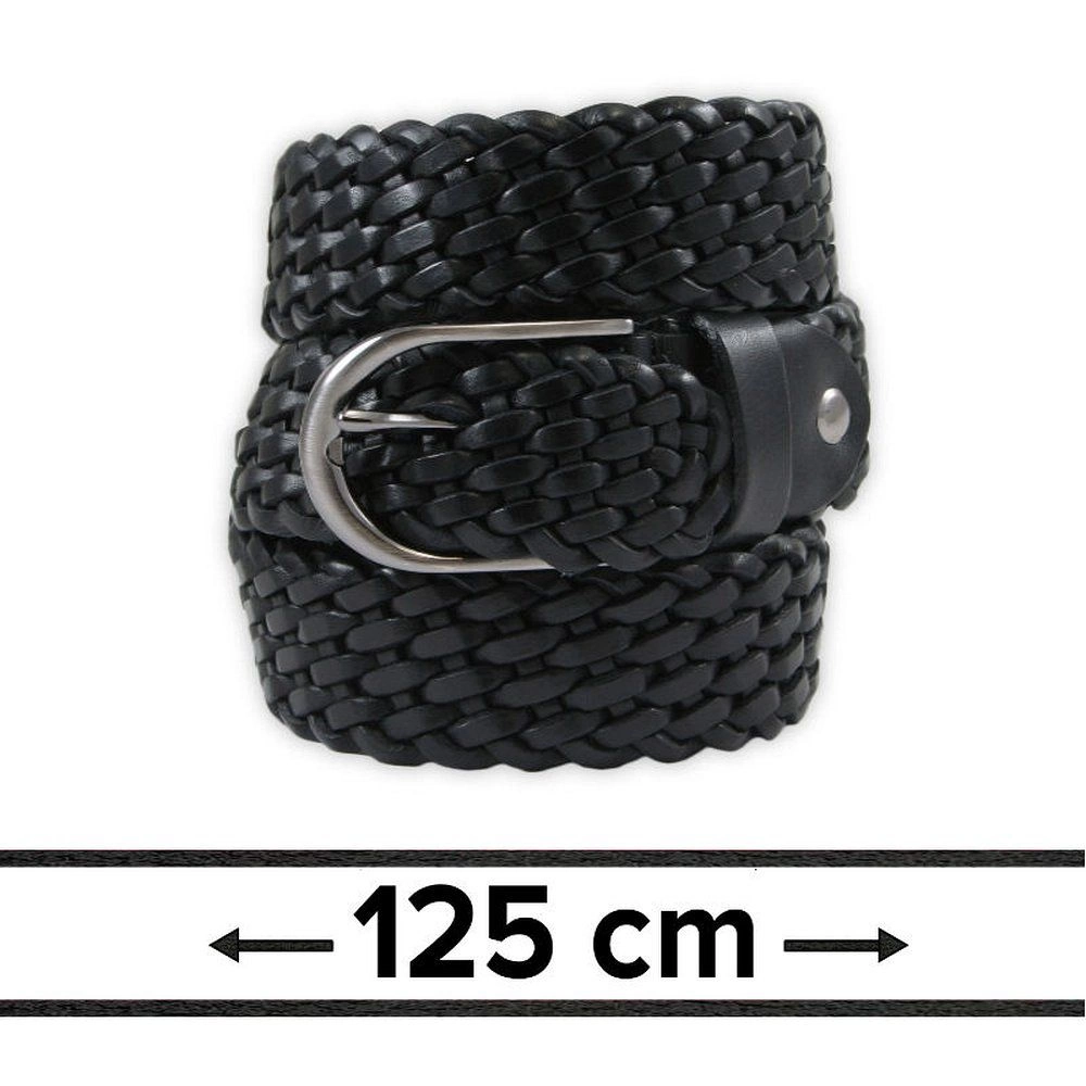 Pasek Ciemny Brązowy, Pleciony ze Skóry Naturalnej, 125cm, Męski -EM Men's Accessories