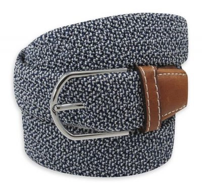 Pasek Elastyczny, Biało-Granatowy, Pleciony, do Spodni, Casualowy, Parciany -ALTIES