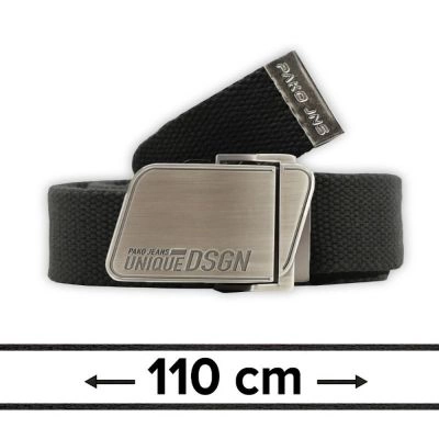 Pasek Materiałowy, 110 cm, Czarny Militarny Solidny, Klamra Zamykana Manualnie -Pako Jeans