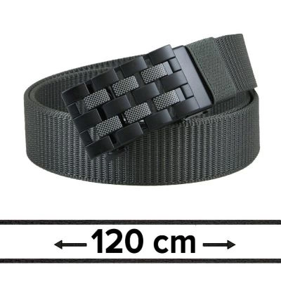 Pasek Materiałowy, Grafitowy 120 cm, Solidny, Automatyczna Klamra, Militarny -Pako Jeans