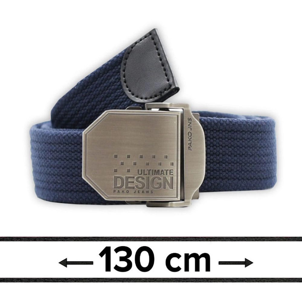 Pasek Materiałowy, Granatowy 130 cm, Militarny Solidny, Klamra Zamykana Manualnie -Pako Jeans