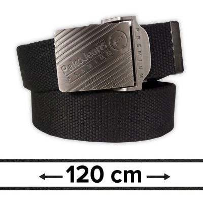 Pasek Materiałowy, Militarny Czarny 120 cm Solidny, Klamra Zamykana Manualnie -Pako Jeans