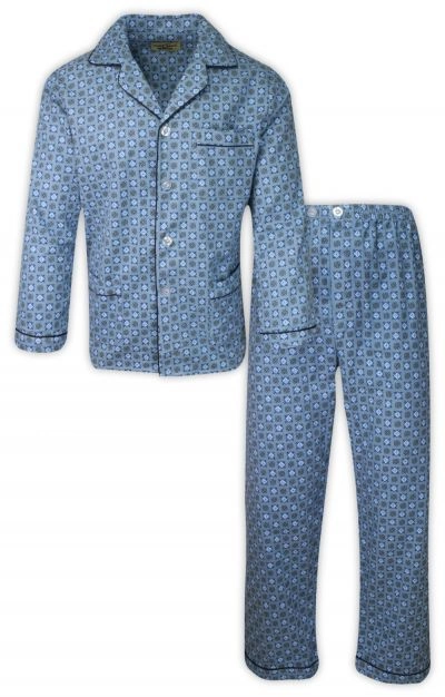 Piżama Flanelowa, Niebieska, Koszula Długi Rękaw, Długie Spodnie Dwuczęściowa -FORMAX