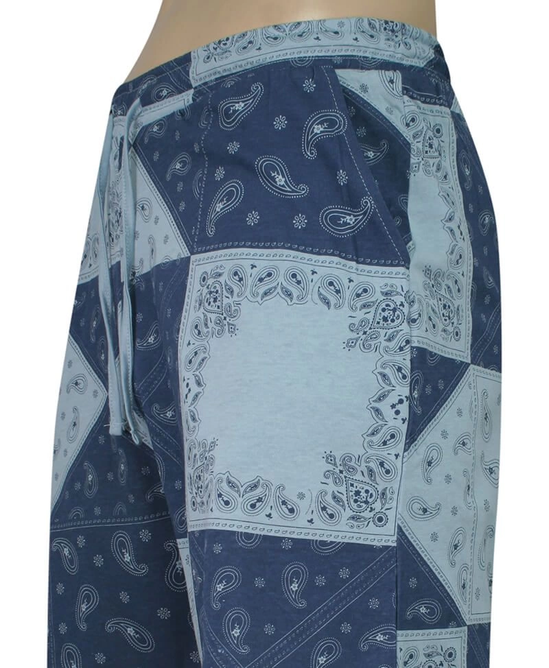 Piżama Męska, Niebiesko-Granatowa Dwuczęściowa, Bawełniana, Koszulka Krótki Rękaw, Krótkie Spodnie