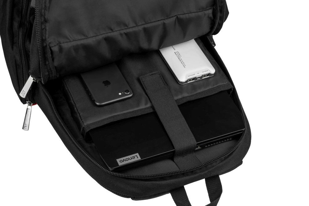 Plecak Czarny Męski, Dwie Duże Komory, Pojemny, Sportowy, Regulowane Zapięcie, z Portem USB -STARTER