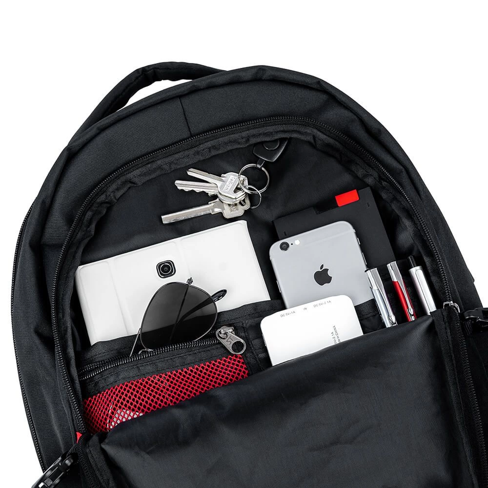 Plecak Męski, Dwie Komory, Czarny, Pojemny, Sportowy, Regulowane Zapięcie, z Portem USB -STARTER