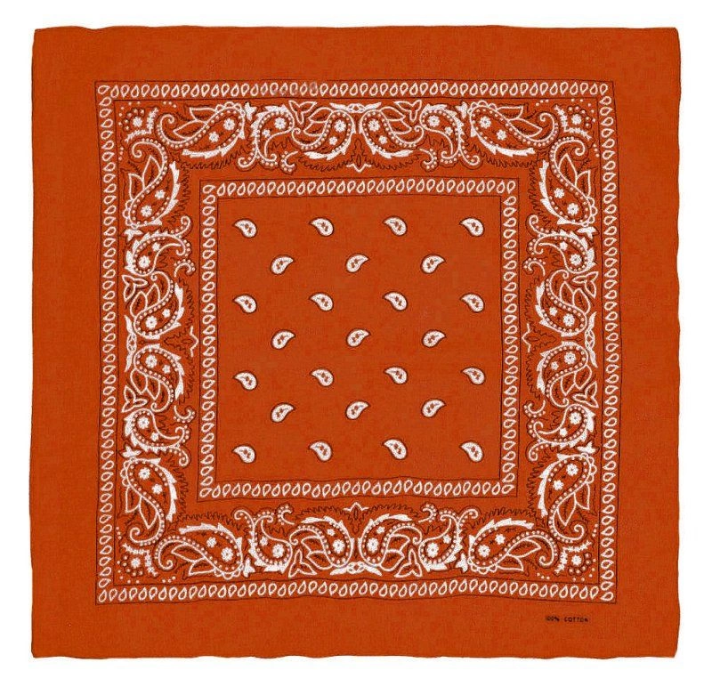 Pomarańczowa Bandana, Bandamka Męska -Pako Jeans- 100% Bawełna, Wzór Paisley