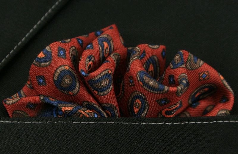 Pomarańczowa Męska Poszetka -EM Men's Accessories- w Figury Geometryczne