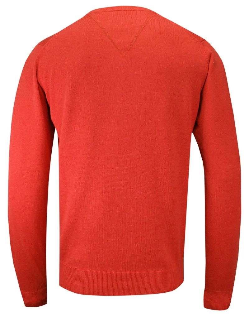 Sweter Pomarańczowy w Serek (V-neck) Klasyczny, Męski, Orange, - Adriano Guinari