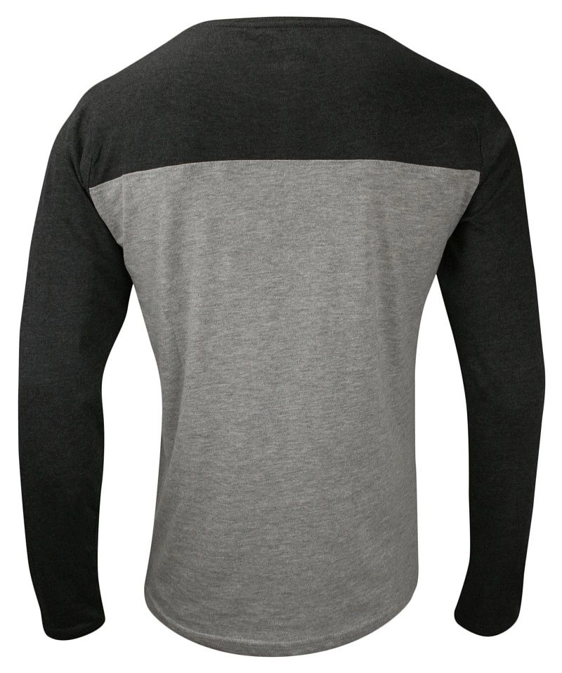 Popielato-Szary T-shirt (Koszulka) - Długi Rękaw, Longsleeve -Brave Soul, Męski, Dwukolorowy