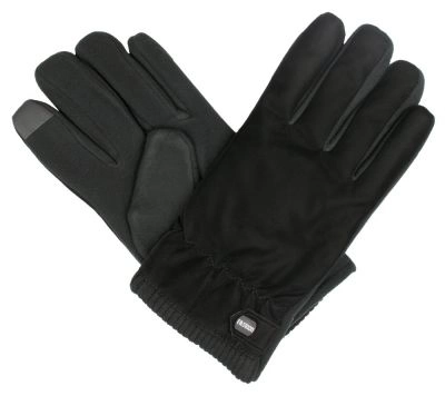 Rękawiczki Czarne, Jesienno-Zimowe, Miękkie z Kożuszkiem i Gumką -Pako Jeans