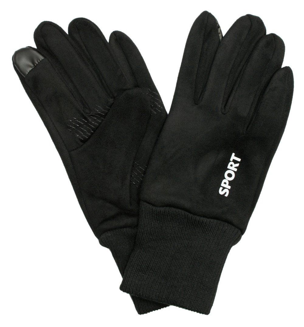 Rękawiczki Czarne, Jesienno-Zimowe, Powłoka Antypoślizgowa, do Smartfonów -Pako Jeans