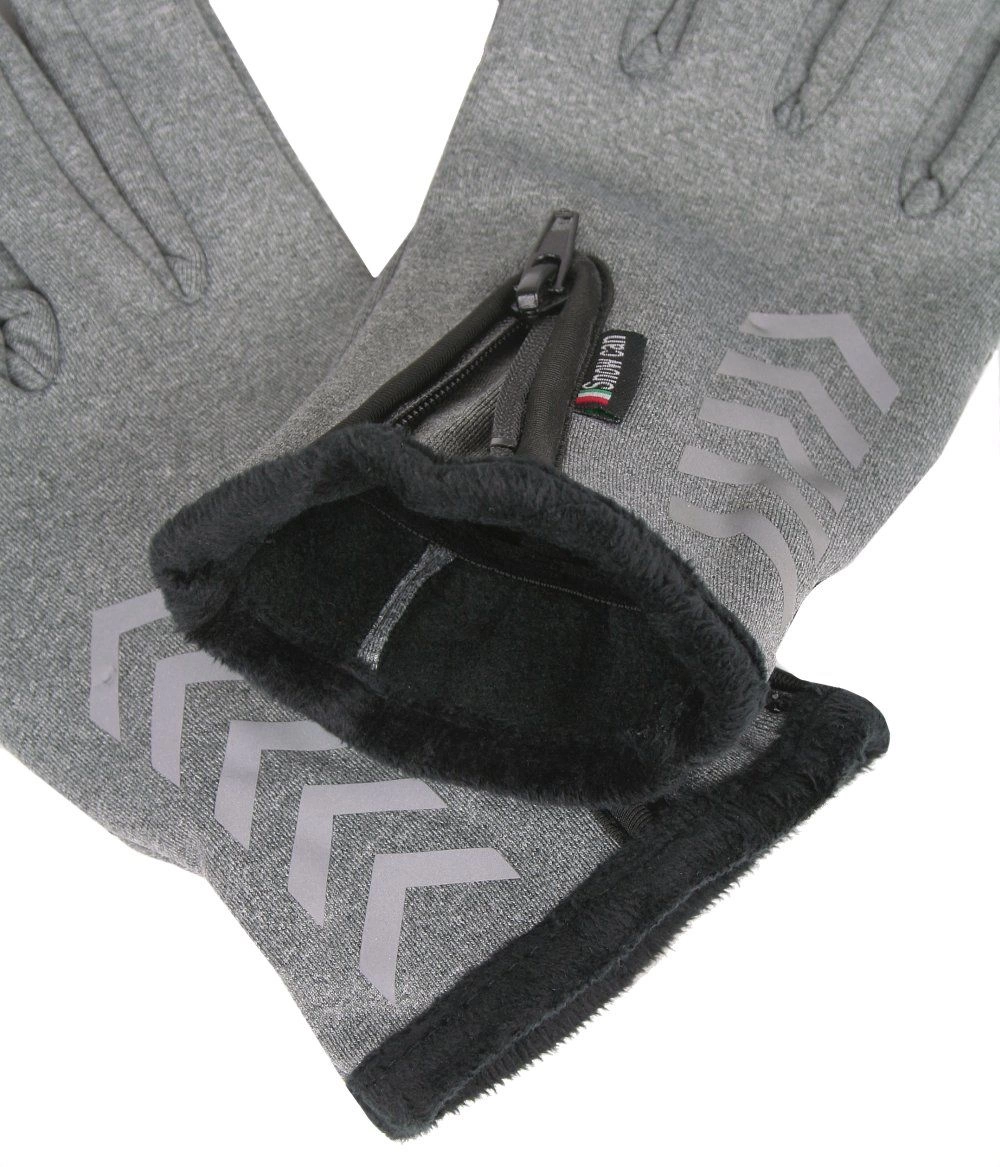 Rękawiczki Szare, Jesienno-Zimowe do Smartfonów, Powłoka Antypoślizgowa -Pako Jeans