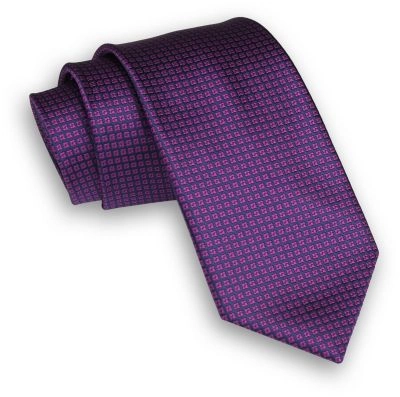 Różowo-Granatowy Stylowy Klasyczny Męski Krawat -ALTIES- 7cm, Fuksjowy, Szeroki, w Drobny Wzór