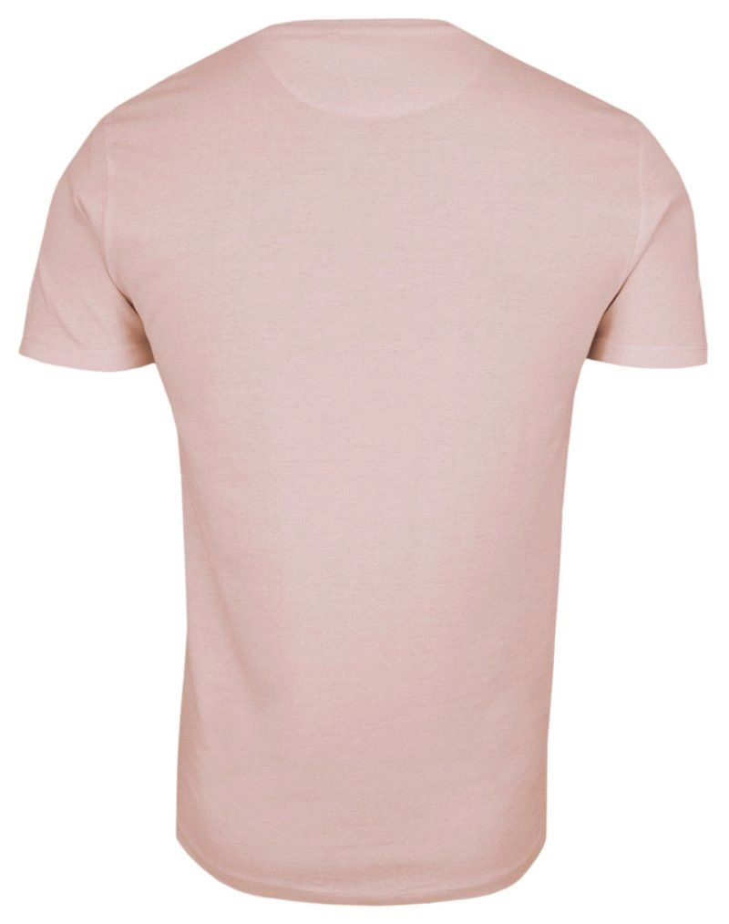 Różowy Bawełniany T-Shirt Męski Bez Nadruku -Brave Soul- Pudrowa Koszulka, Krótki Rękaw, Basic