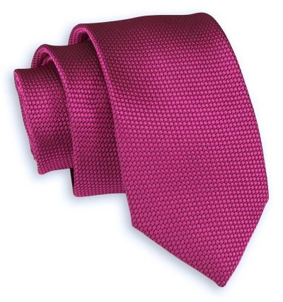 Różowy Elegancki Krawat -Chattier- 7cm, Męski, w Drobny Rzucik, Kaszkę, Fuksjowy