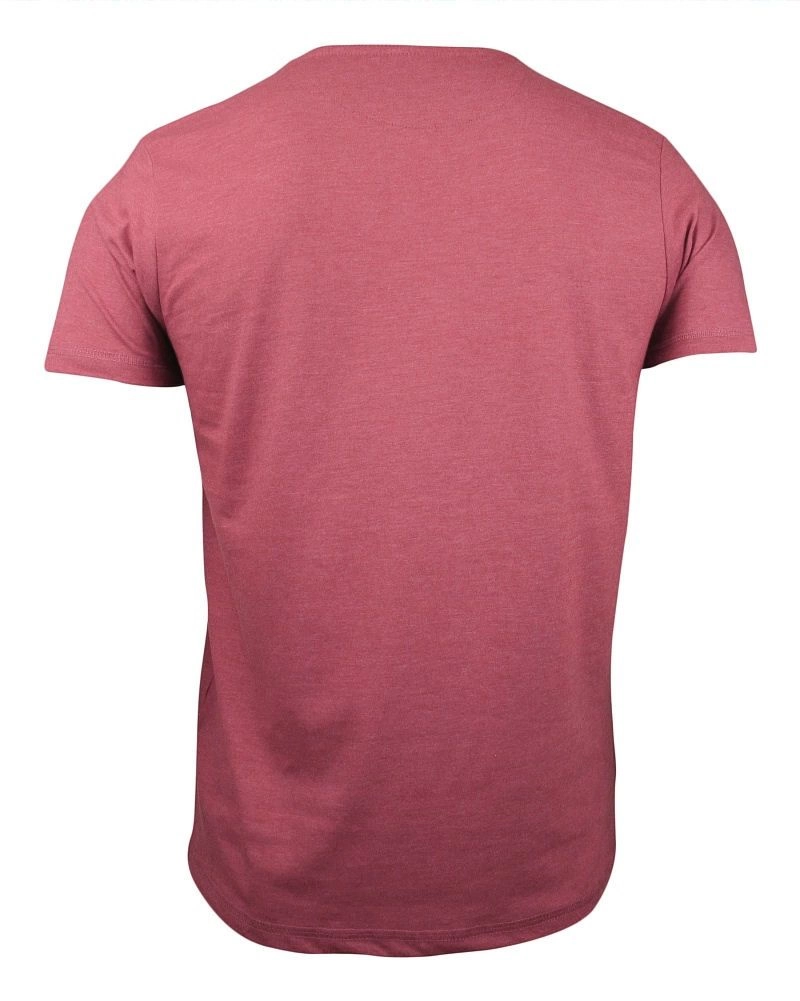 Różowy T-Shirt (Koszulka) z Kieszonką, Bez Nadruku -Brave Soul- Męski, Okrągły Dekolt, Łososiowy