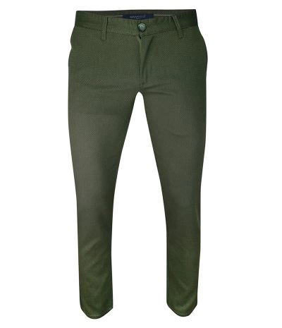 Spodnie Casualowe Zielone Męskie, Zwężane, Bawełniane, Chinosy, Wzór Geometryczny -Ravanelli