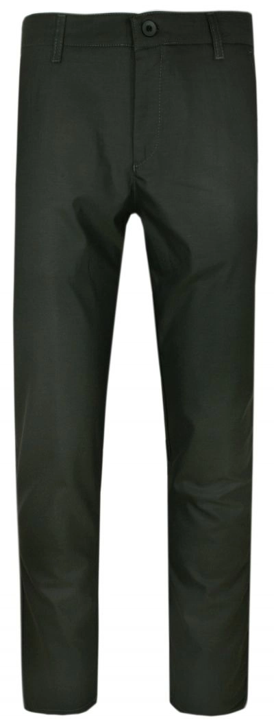 Spodnie Męskie Ciemne Zielone, Khaki, Chinosy z Elastanem -RIGON