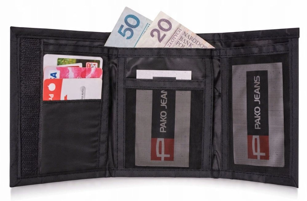 Sportowy, Miękki Portfel z Materiału - Pako Jeans - Popielaty
