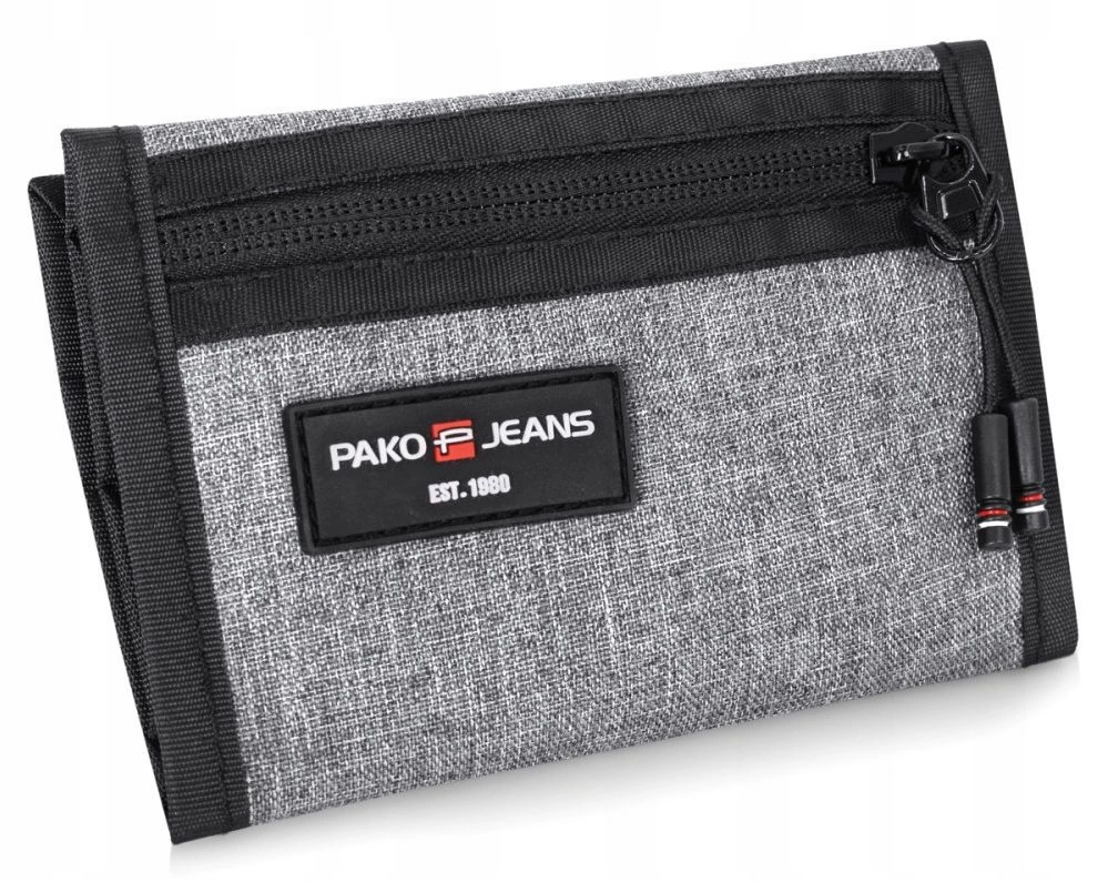 Sportowy, Miękki Portfel z Materiału - Pako Jeans - Popielaty