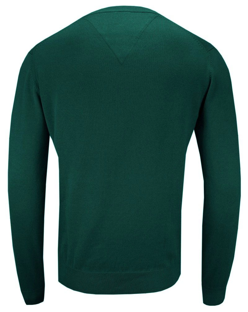 Sweter Butelkowy, Zielony w Serek (V-neck), Klasyczny -Adriano Guinari- Męski, Elegancki