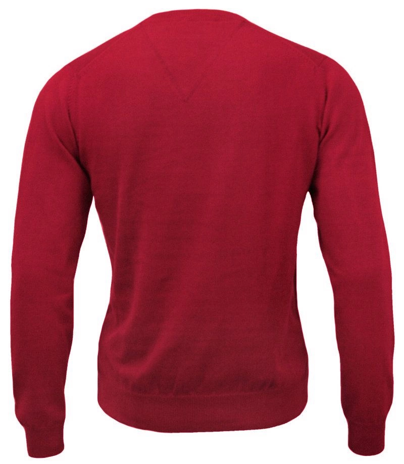 Sweter Czerwony w Serek (V-neck), Męski, Klasyczny, Elegancki -Adriano Guinari