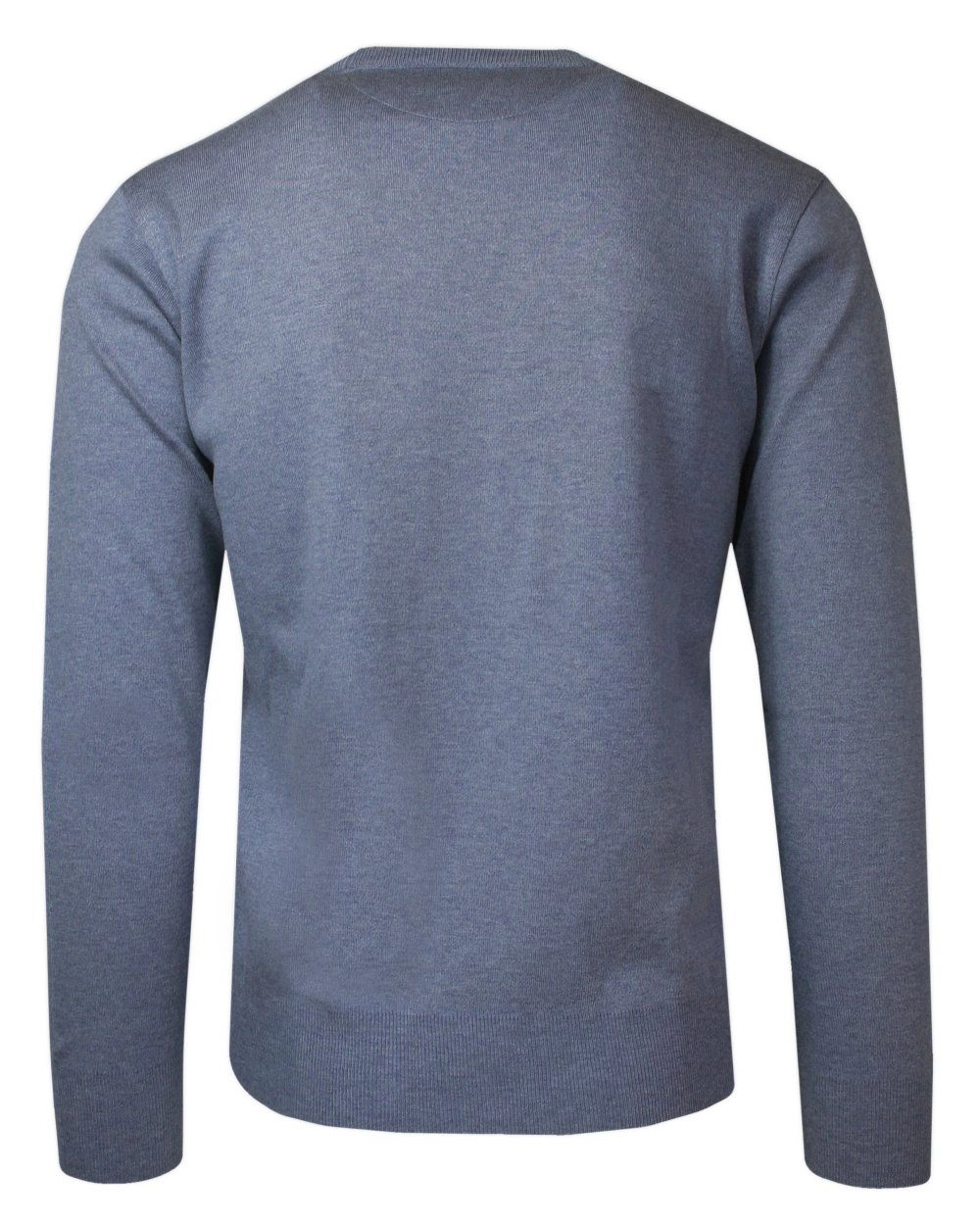 Sweter Męski Niebieski Wełniany, z Okrągłym Dekoltem, U-neck -HOVARD