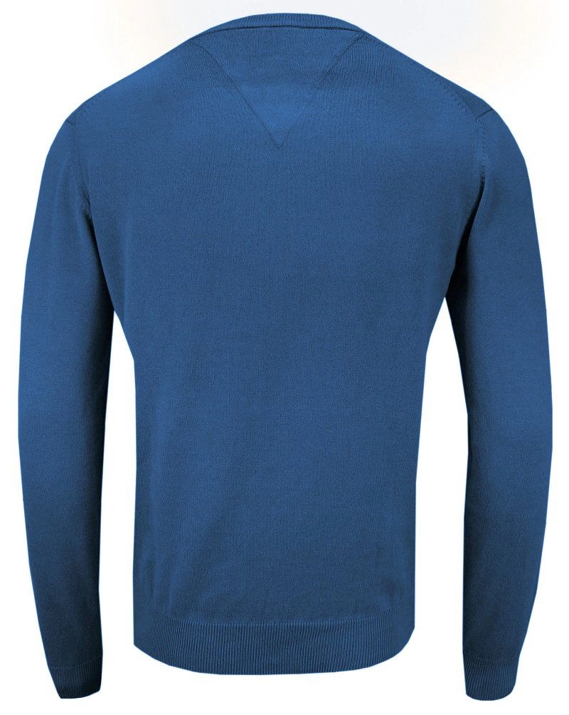 Sweter Niebieski Elegancki w Serek (V-neck), Klasyczny -Adriano Guinari- Męski