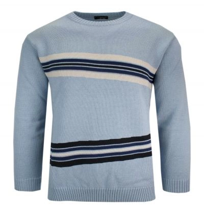 Sweter Niebieski Okrągły Dekolt (U-neck), Męski - MAX SHELDON