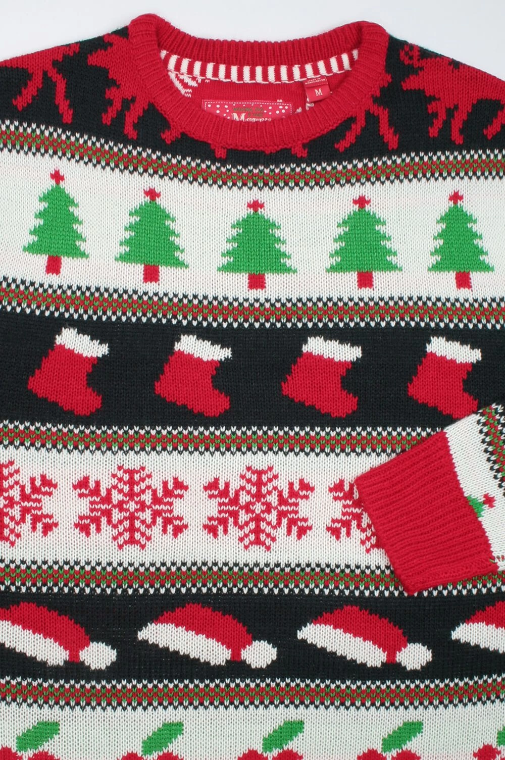 Sweter Świąteczny, w Choinki, Czapki, Skarpetki Mikołajowe, Śmieszny na Prezent, Męski -Brave Soul