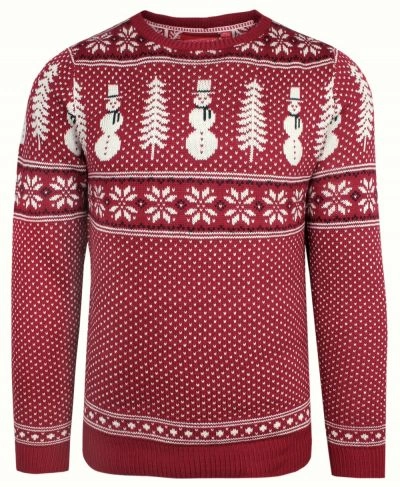 Sweter Świąteczny w Norweski Wzór - Czerwony