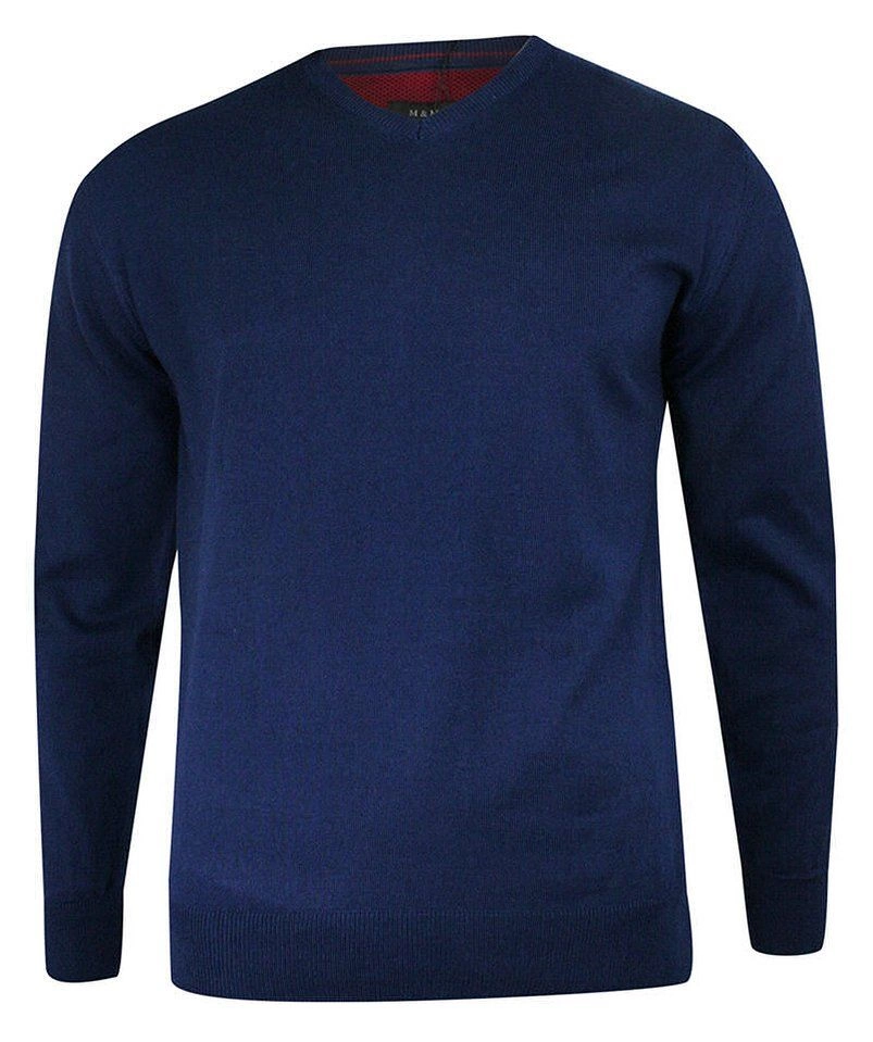 Sweter w Serek, Chabrowy, Niebieski, Elegancki, Męski (V-neck) -MM Classic- w Serek, Klasyczny