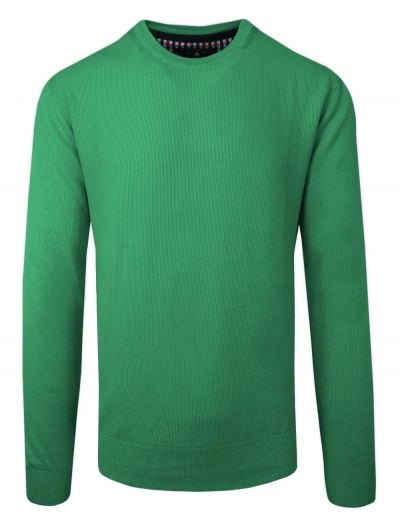 Sweter Zielony z Okrągłym Dekoltem, U-neck, Męski -BARTEX