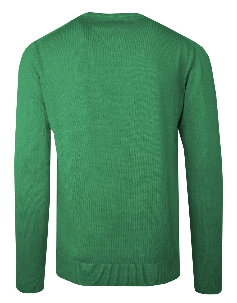 Sweter Zielony w Serek, Bawełniany, Tłoczony Wzór, V-neck, Męski -BARTEX