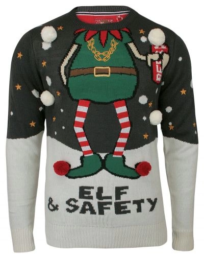 Sweter Świąteczny z Elfem, Śmieszny, Na Prezent, Pompony, Męski - Brave Soul