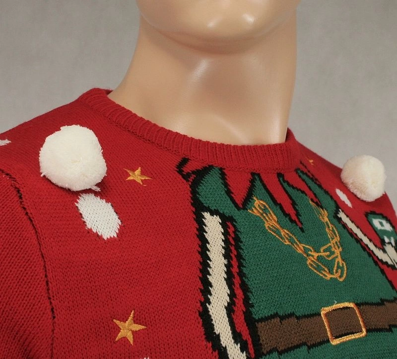 Sweter Świąteczny z Elfem, Śmieszny, Na Prezent, Pompony - Brave Soul, Męski