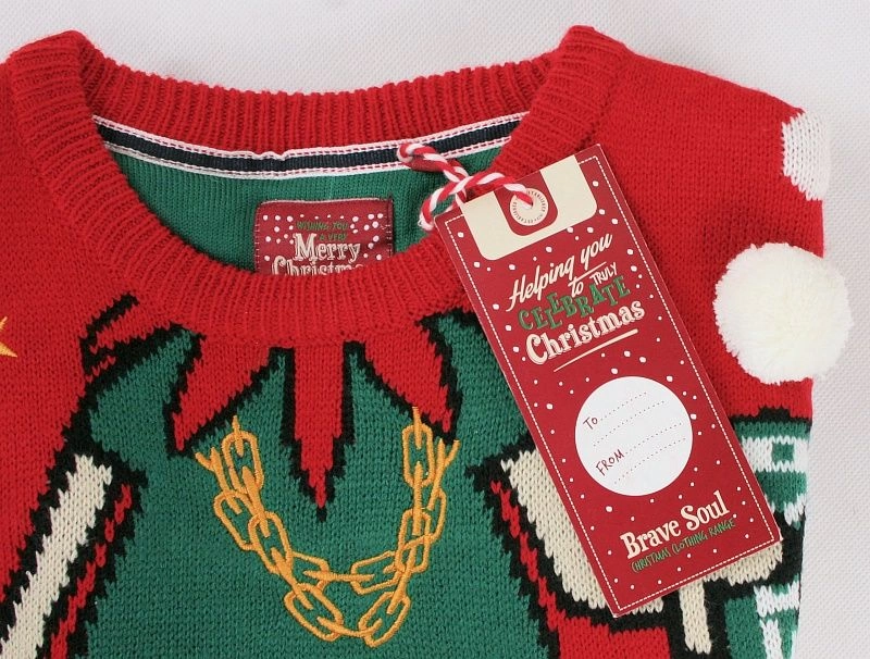 Sweter Świąteczny z Elfem, Śmieszny, Na Prezent, Pompony - Brave Soul, Męski