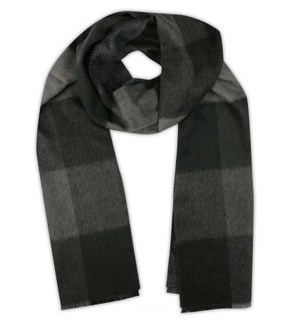 Szalik Popielaty Miękki, Szary w Kratkę, Firmy V.Fraas -Cashmink- Elegancki, Męski