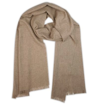Szalik z Kaszmiru, Beżowy Gładki, Jednokolorowy, Miękki, Ciepły, Elegancki -V. Fraas- Męski