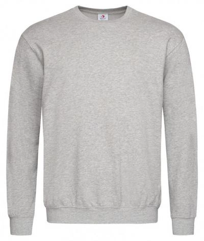 Bluza Szara, Okrągły Dekolt, Bez Kaptura, Jednokolorowa, Bez Nadruku, Męska