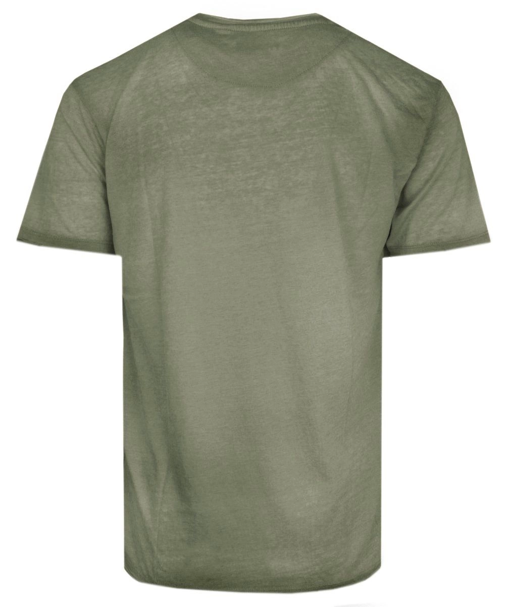 T-Shirt - Bawełniana Tkanina w Stylu Vintage - Brave Soul - Oliwka