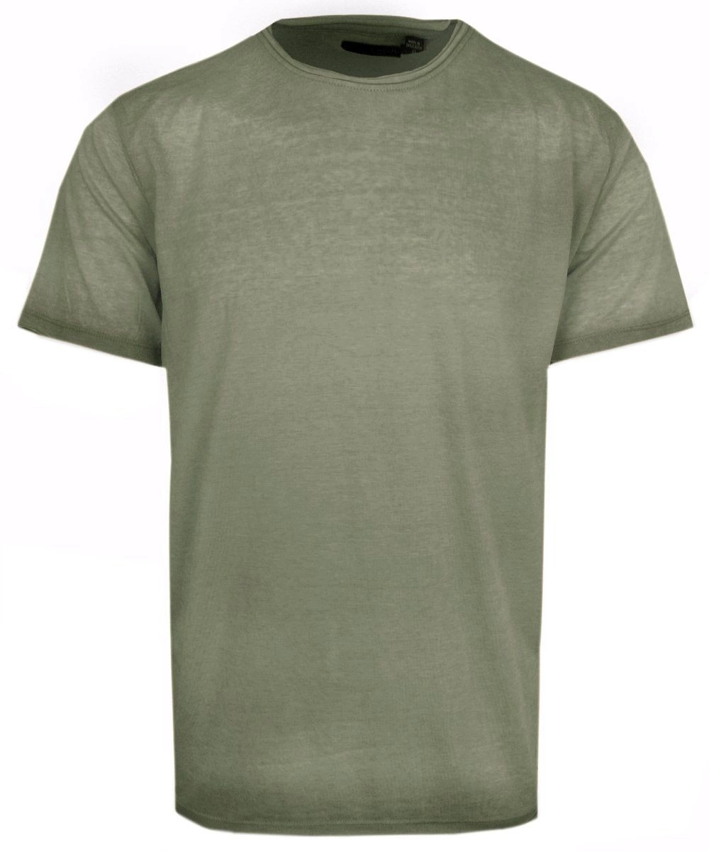 T-Shirt - Bawełniana Tkanina w Stylu Vintage - Brave Soul - Oliwka
