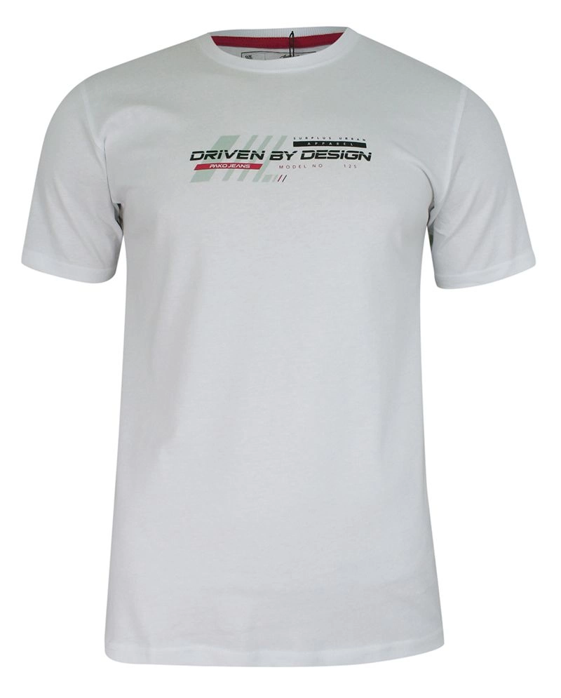T-shirt Bawełniany, Biały z Nadrukiem, Męski, Krótki Rękaw, U-neck -PAKO JEANS